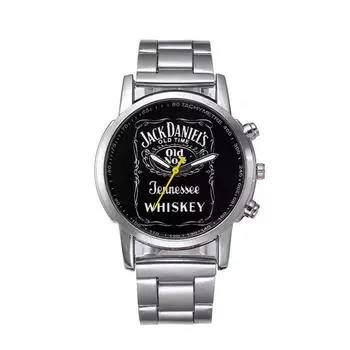 Модные мужские кварцевые наручные часы с черным циферблатом и стальным ремешком, повседневные аналоговые часы синий