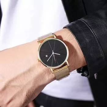 Модные мужские кварцевые наручные часы с календарем, повседневный дизайн, мужские простые часы, лучшие подарки для друга чёрный