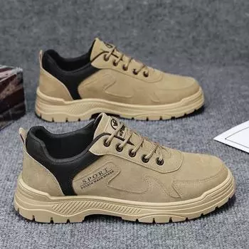 Модные мужские легкие вулканизированные туфли на толстой подошве коричневого цвета, высококачественные износостойкие рабочие туфли 2024 года, лидер продаж, мужская спортивная обувь 39 хаки