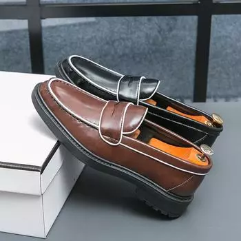 Модные мужские летние кожаные мокасины, дышащие, легкие, мягкие, высокого качества, туфли-горох, деловые мокасины, без застежек, мокасины для вождения 38 чёрный