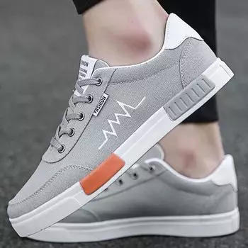 Модные мужские летние парусиновые туфли на плоской подошве 39 серый