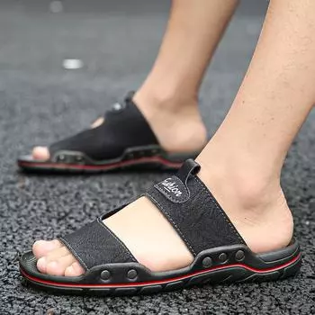 Модные мужские летние сандалии, молодежные тапочки, мужские дизайнерские сандалии на толстой подошве, высококачественные тапочки, нескользящая мужская обувь, большой размер 48 49 6.5 чёрный
