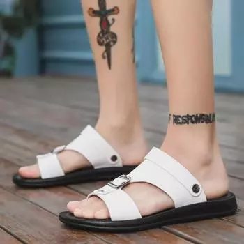 Модные мужские летние тапочки в корейском стиле - повседневная пляжная обувь, модные сандалии для отдыха на открытом воздухе. 45