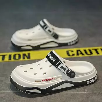 Модные мужские летние туфли Hole Garden Shoes, дышащие уличные сандалии, перфорированная обувь, пляжные сандалии на толстой подошве, обувь для вождения 38-39