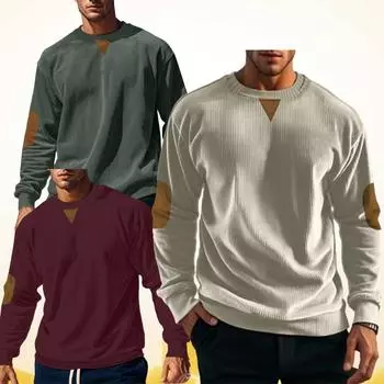 Модные мужские лоскутные толстовки повседневные зимние повседневные вельветовые пуловеры с круглым вырезом и длинным рукавом мужские осенние теплые винтажные свободные толстовки S чёрный