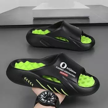 Модные мужские массажные тапочки, сланцы, сандалии для дома и улицы, пляжная повседневная обувь, удобная подошва, мужские тапочки, большой размер 38-47 38-39