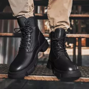 Модные мужские модные черные ботильоны зимние ботинки на платформе 2024 года для туризма и прогулок мужские новые повседневные туфли для колледжа мягкие удобные 38
