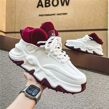 Модные мужские модные роскошные повседневные кроссовки удобные туфли на толстой подошве дизайнерские увеличивающиеся модные дышащие спортивные туфли на платформе 39 красный