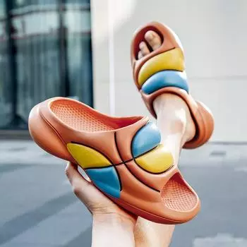 Модные мужские модные тапочки летние легкие пляжные туфли из ЭВА с мягкой подошвой для мужчин, подходящие для улицы тапочки для взрослых, нескользящие шлепанцы для мужчин 40-41 чёрный