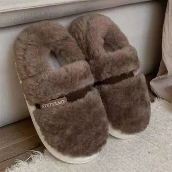 Модные мужские мокасины больших размеров, теплые зимние домашние тапочки для папы, женские пушистые тапочки с бабочкой 36-37 серый