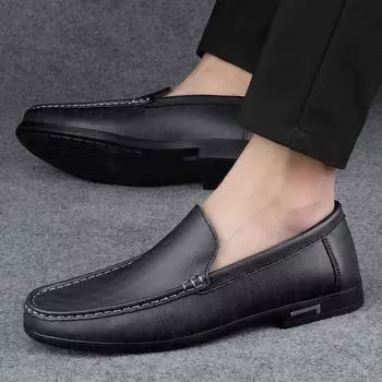 Модные мужские мокасины из матовой кожи универсальные деловые туфли офисные туфли на плоской подошве мужские повседневные удобные мягкие кожаные туфли для вождения 38 чёрный