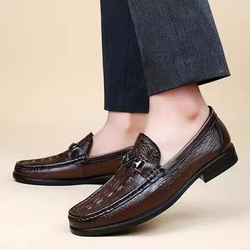 Модные мужские мокасины из натуральной кожи, деловые мужские мокасины, дышащая обувь, повседневная обувь для прогулок и вождения 37 коричневый