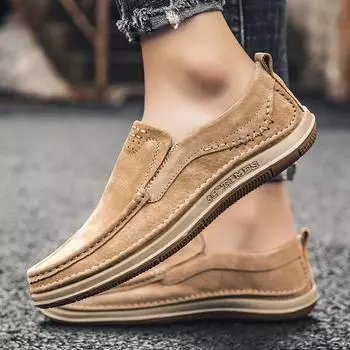 Модные мужские мокасины из высококачественной кожи, повседневная обувь для мужчин, роскошные удобные мягкие туфли на плоской подошве, кроссовки ручной работы, мужские мокасины 6 серый