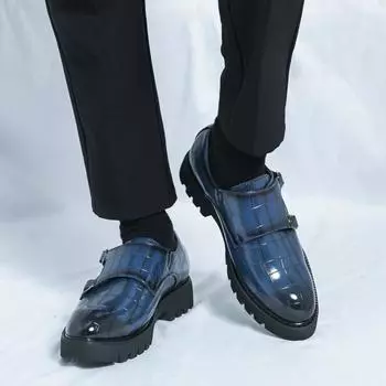 Модные мужские мокасины на толстой подошве. Модные туфли с индивидуальным дизайном. Модные туфли для отдыха на природе. Повседневные туфли для офиса, свадьбы, жениха. Популярные туфли. 38 коричневый