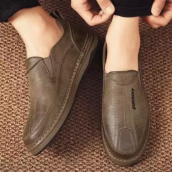 Модные мужские мокасины, продаваемые в Европе и Америке, модная повседневная обувь, мужская походная обувь, парковая обувь, мягкая подошва, нескользящая 39 чёрный