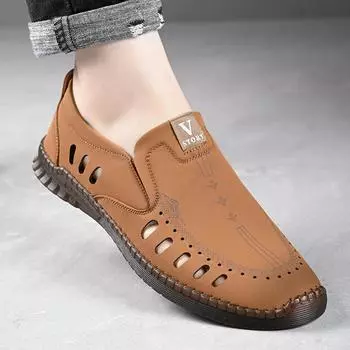 Модные мужские мокасины с открытыми носками, модные повседневные туфли из мягкой кожи, дышащая летняя мужская обувь на плоской подошве, кроссовки, мужская обувь 38 чёрный