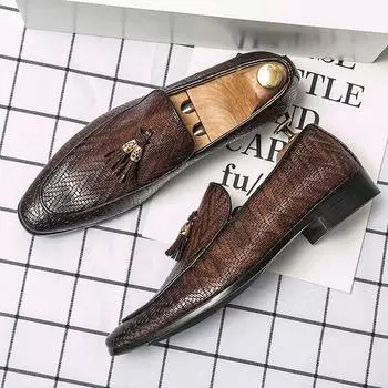 Модные мужские мокасины в клетку с кисточками, новые, плетеные, удобные, мягкие, мужские кожаные туфли для отдыха 2024 года, мода Sapato Masculino, большой размер 38-45 8.5