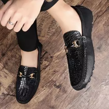 Модные мужские мокасины весна-лето модная обувь Boat Shoes мужские брендовые мокасины из натуральной кожи slip on мужские туфли мужская повседневная обувь 37 чёрный