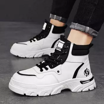 Модные мужские мотоциклетные ботинки Зимние британские модные рабочие короткие ботинки Модные альпинистские спортивные повседневные ботинки для активного отдыха 39