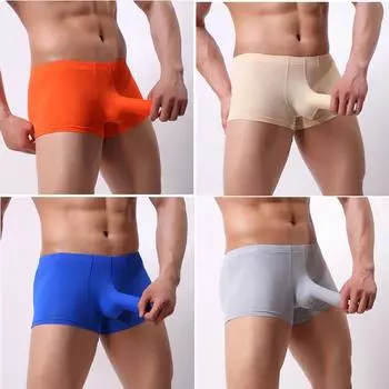 Модные мужские мягкие трусы-боксеры с ледяной резьбой, дышащее нижнее белье со слоновьим носом, трусики XXL