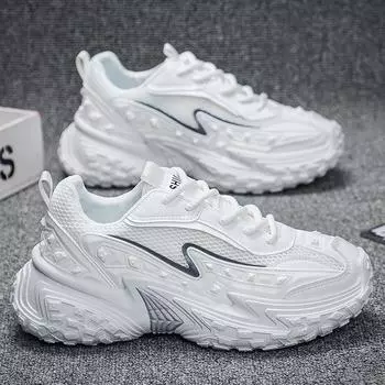 Модные мужские мягкие туфли, модные уличные осенние спортивные мужские кроссовки с толстой подошвой, классические устойчивые к давлению, повседневные мужские кроссовки 39 белый