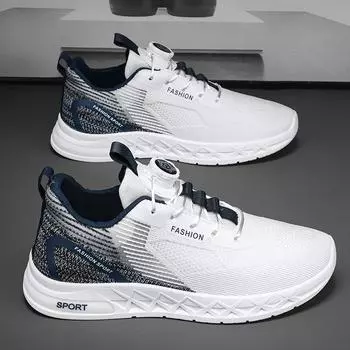 Модные мужские новые летние летающие тканые дышащие сетчатые трендовые повседневные спортивные мужские туфли легкие кроссовки на все времена года 39