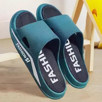 Модные мужские новые летние тапочки, модные повседневные шлепанцы из ЭВА с мягкой подошвой, легкие пляжные туфли, мужские нескользящие сандалии и тапочки для дома и ванной 36-37 темно-зеленого
