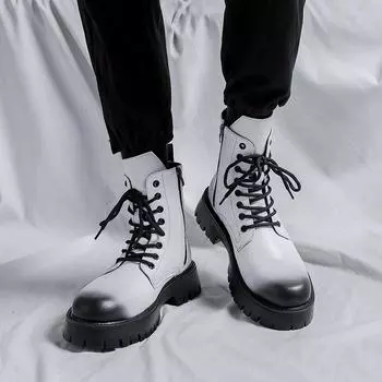 Модные мужские новые модные тенденции кожаные ботинки британский стиль толстая подошва комфорт мягкая подошва вождение моторизованные ботинки для спорта на открытом воздухе 38