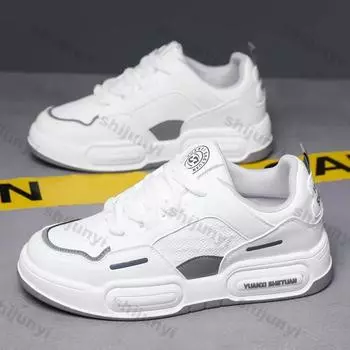 Модные мужские новые толстые подошвы вулканизированные туфли осень новые дышащие универсальные платформы спортивная повседневная обувь мужчины открытый кроссовки увеличение 39 чёрный