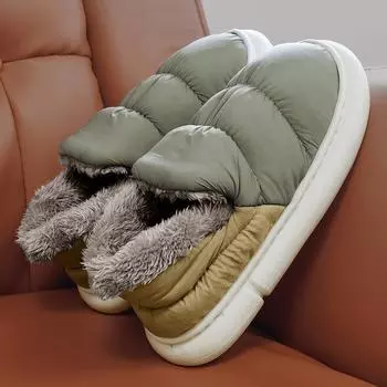 Модные мужские новые зимние ботинки мягкие удобные ботинки по щиколотку теплые водонепроницаемые зимние ботинки модные плюшевые плоские мужские туфли без застежек на открытом воздухе 35