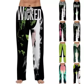 Модные мужские однотонные брюки на шнурке с принтом ведьмы, повседневные пижамные брюки XXXL