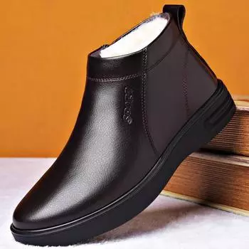 Модные мужские осенние ботинки из натуральной кожи с мехом, зимние мужские модные ботильоны, деловые повседневные мужские зимние ботинки, рабочая обувь 38 коричневый