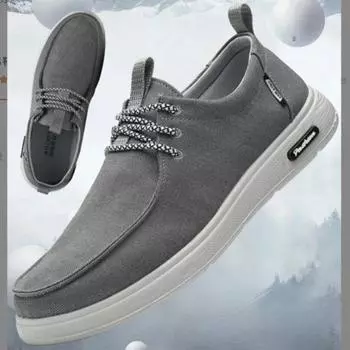 Модные мужские парусиновые легкие туфли, модная дышащая сетчатая спортивная обувь, повседневная мужская вулканизированная обувь, классические туфли без застежек на плоской подошве 2025 39 серый