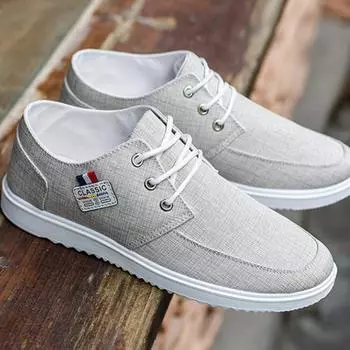Модные мужские парусиновые туфли, новые дышащие туфли на плоской подошве для мужчин, повседневные мокасины для вождения, мужские мягкие удобные лоферы, брендовые модные кроссовки 39 бежевый
