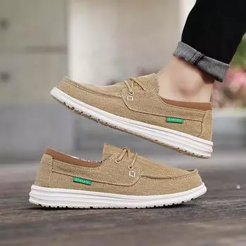 Модные мужские парусиновые туфли, новые дышащие туфли на плоской подошве для мужчин, повседневные мокасины для вождения, мужские мягкие удобные лоферы, брендовые модные кроссовки 39 хаки