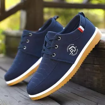 Модные мужские парусиновые туфли, прочные мужские повседневные туфли, удобные мужские туфли на плоской подошве, дышащие повседневные кроссовки для мужчин Zapatos Hombre 39 чёрный