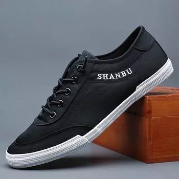 Модные мужские парусиновые туфли с одной педалью, сверхлегкая подошва, мягкая, удобная, дышащая, моющаяся ткань летом 46