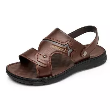 Модные мужские пляжные туфли с открытым носком, сандалии, высококачественные нескользящие мужские тапочки, дышащая мужская обувь двойного назначения, мужская летняя обувь для отдыха на открытом воздухе 38 чёрный