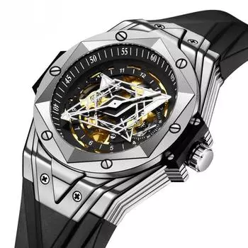 Модные мужские полностью автоматические механические часы силиконовые водонепроницаемые спортивные часы