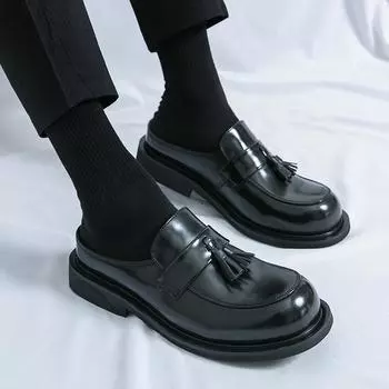 Модные мужские полулоферы повседневные кожаные туфли с кисточками мужские рабочие офисные кроссовки для вождения на открытом воздухе удобные большие размеры 38-46 38 чёрный