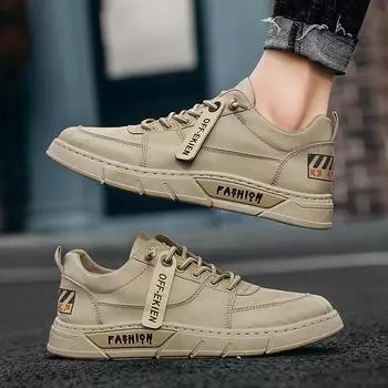 Модные мужские полусапоги. Дышащая нескользящая износостойкая мужская спортивная обувь на открытом воздухе. Мужская обувь на толстой подошве. Рабочая обувь для мужчин. 44 бежевый