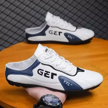 Модные мужские полутапочки без застежек, мужские повседневные туфли для сёрфинга, дышащие кроссовки на платформе, удобные уличные тапочки без застежек Zapatos Hombre 39 чёрный