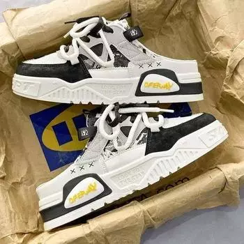 Модные мужские полутапочки Slip-on Мужская повседневная обувь Дышащие мужские кроссовки на платформе Удобные уличные тапочки Zapatos Hombre 39 синий