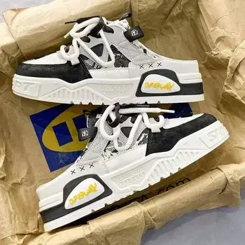 Модные мужские полутапочки Slip-on Мужская повседневная обувь Дышащие мужские кроссовки на платформе Удобные уличные тапочки Zapatos Hombre 39 синий