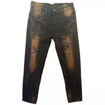 Модные мужские повседневные эластичные плиссированные джинсы, облегающие джинсовые брюки S жёлтый