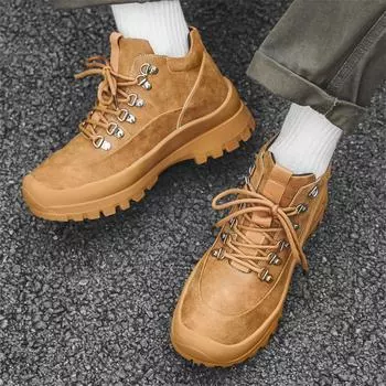 Модные мужские повседневные ботинки из коровьей замши, кожаные ботинки, ковбойские рабочие ботинки, сценические, для ночного клуба, весна-осень, платформа, ботильоны 240 чёрный