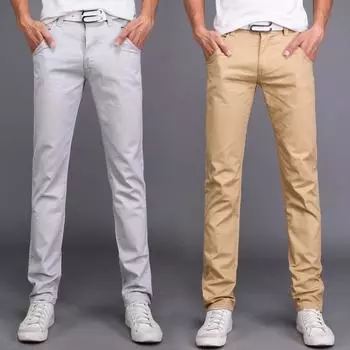 Модные мужские повседневные брюки из хлопчатобумажной ткани модные тонкие прямые мужские длинные брюки со средней талией 28 чёрный