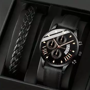 Модные мужские повседневные часы мужские круглые кварцевые часы с указателем мужские аналоговые наручные часы из искусственной кожи браслет набор с датой часы ярко-розовый