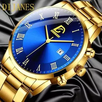 Модные мужские повседневные часы с календарем, деловые кварцевые наручные часы из нержавеющей стали для мужчин, лучшие подарки для него