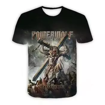 Модные мужские повседневные футболки Powerwolf с 3D-принтом, футболки в стиле хип-хоп, топы в стиле Харадзюку, футболки, одежда унисекс S